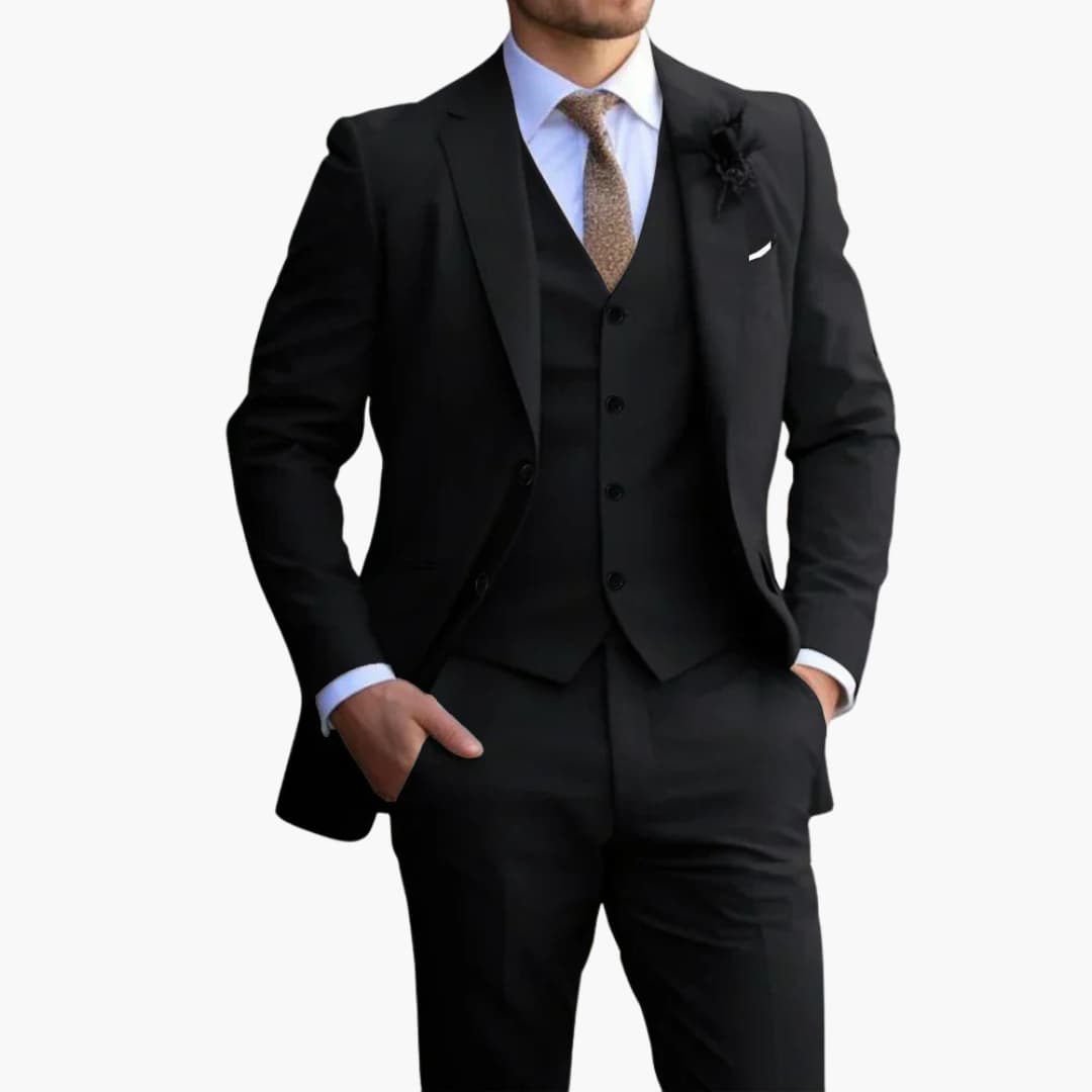 3-teiliges Anzug Set - Slim Fit Herrenanzug Beige für Hochzeit