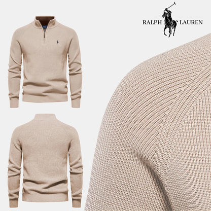 R&L – Trui met halve rits van premium katoen