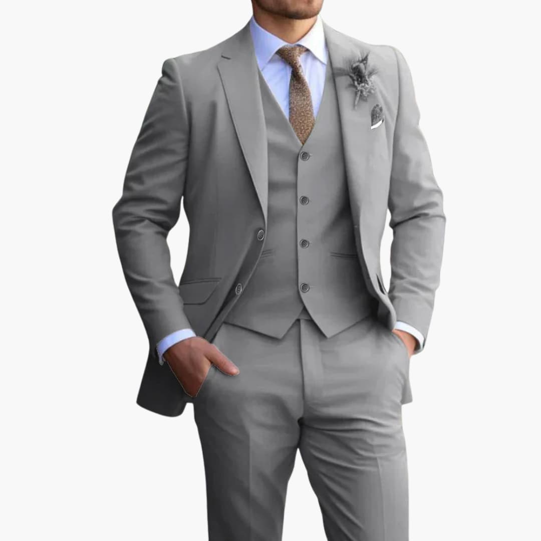 3-teiliges Anzug Set - Slim Fit Herrenanzug Beige für Hochzeit