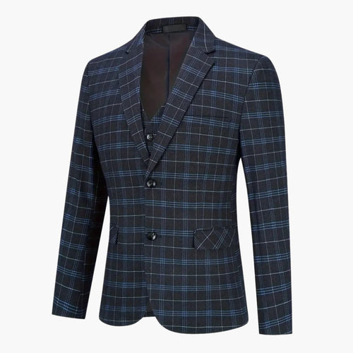 Kariertes Anzug Set - Slim Fit Herrenanzug 3-teilig Modern