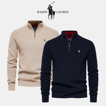 R&L – Trui met halve rits van premium katoen