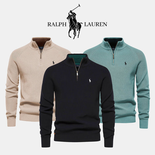 R&L – Trui met halve rits van premium katoen