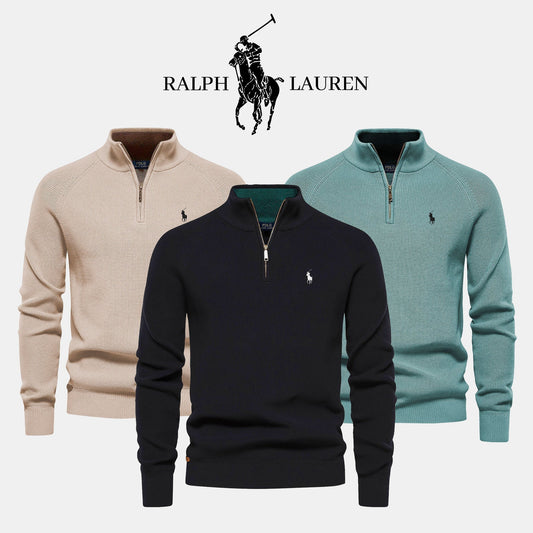 R&L – Trui met halve rits van premium katoen